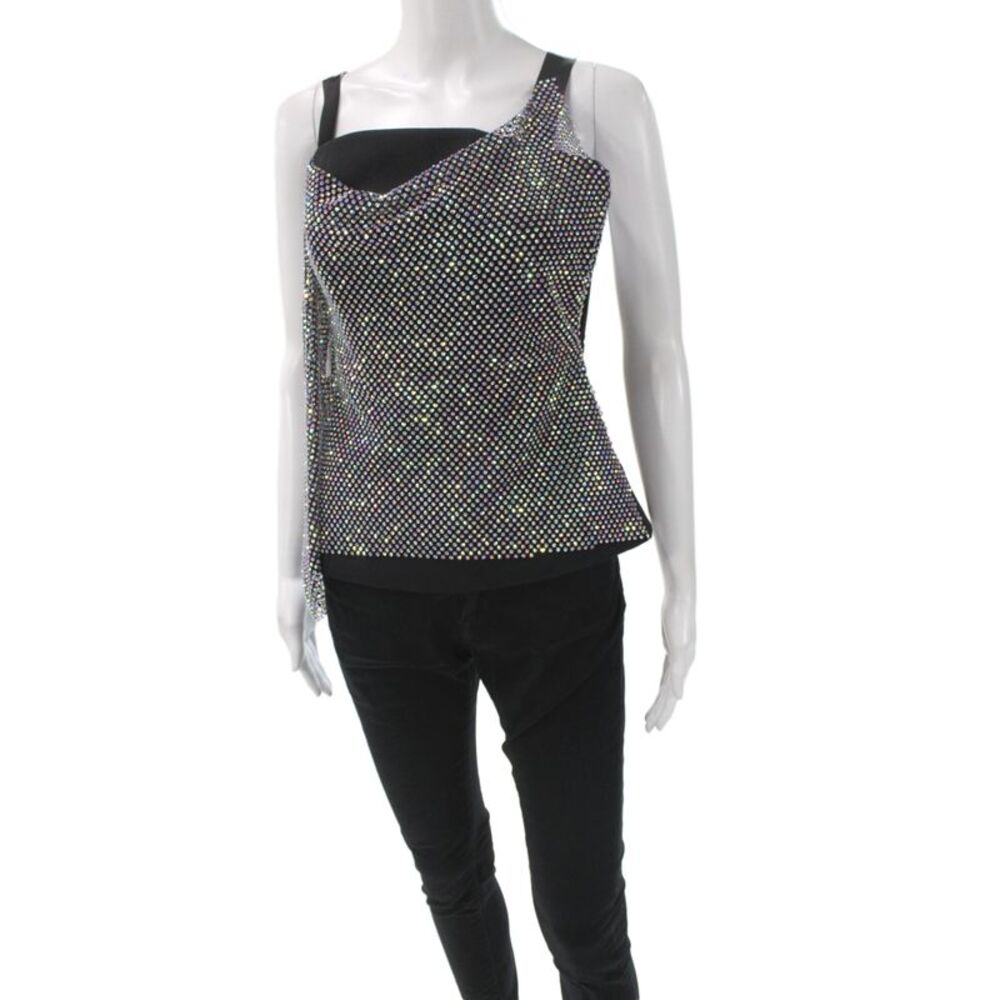 Safiyaa Womens Black Silk Designer Sleeveless Tank Zip Size 2